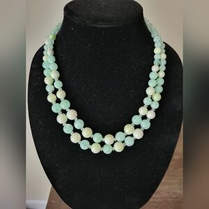 Vintage Coro Mint Green Beaded Necklace